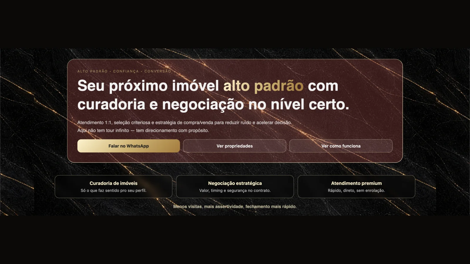 Seção de posicionamento do site de Jhonatan Peterson
